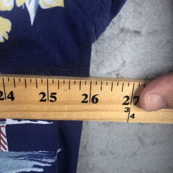 Vintage Hawaiian Shirt Mens 2X Blue Pinup Girls Retro Beach Bikinis Sailors - Picture 5 of 16